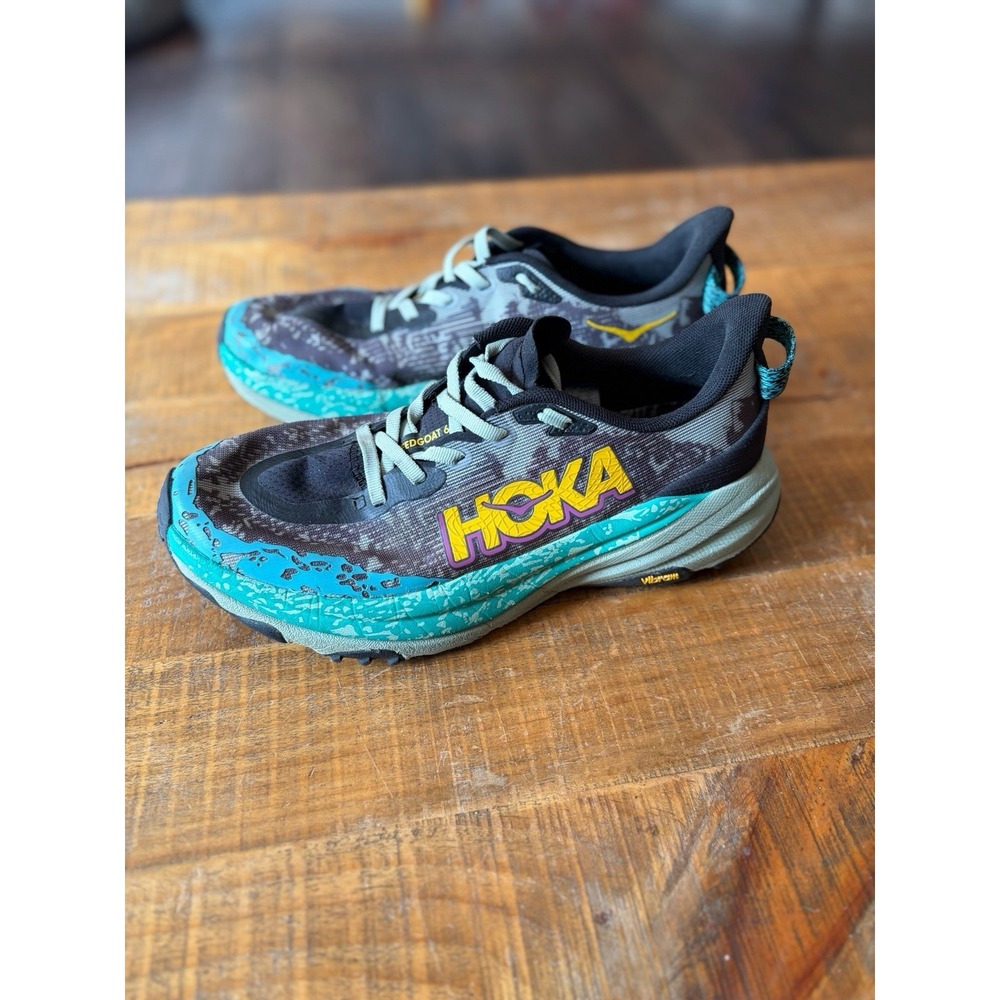 Hoka Speedgoat 6 Women Running Shoes Black Aloe Vera 1147811-BLVR Size 8.5B